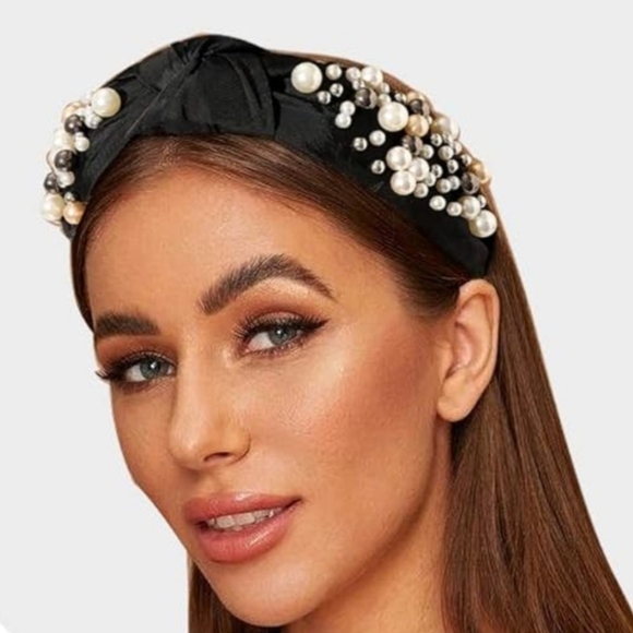 NWOT Black Knotted Headband with Faux Pearl & Bead Embellishments ๐ค๐ฆช - Picture 14 of 14